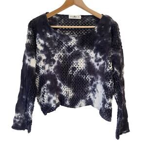 Natural Life‎ Tie Dye Sweater Medium Open Knit Cropped Cotton Boho Hippie Beach